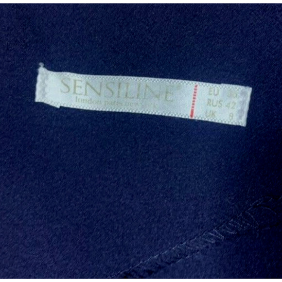 Sensiline Navy Dress Womens 4 Cut-Out Gold Embellishments Cocktail Sheath Dress - Picture 9 of 14